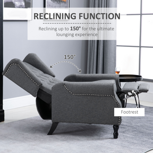 Recliner Armchair for Living Room Fabric Reclining Chair w/ Footrest Light Grey HOMCOM