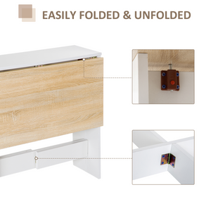Drop Leaf Table Folding Dining Space Saving-Oak White Colour HOMCOM