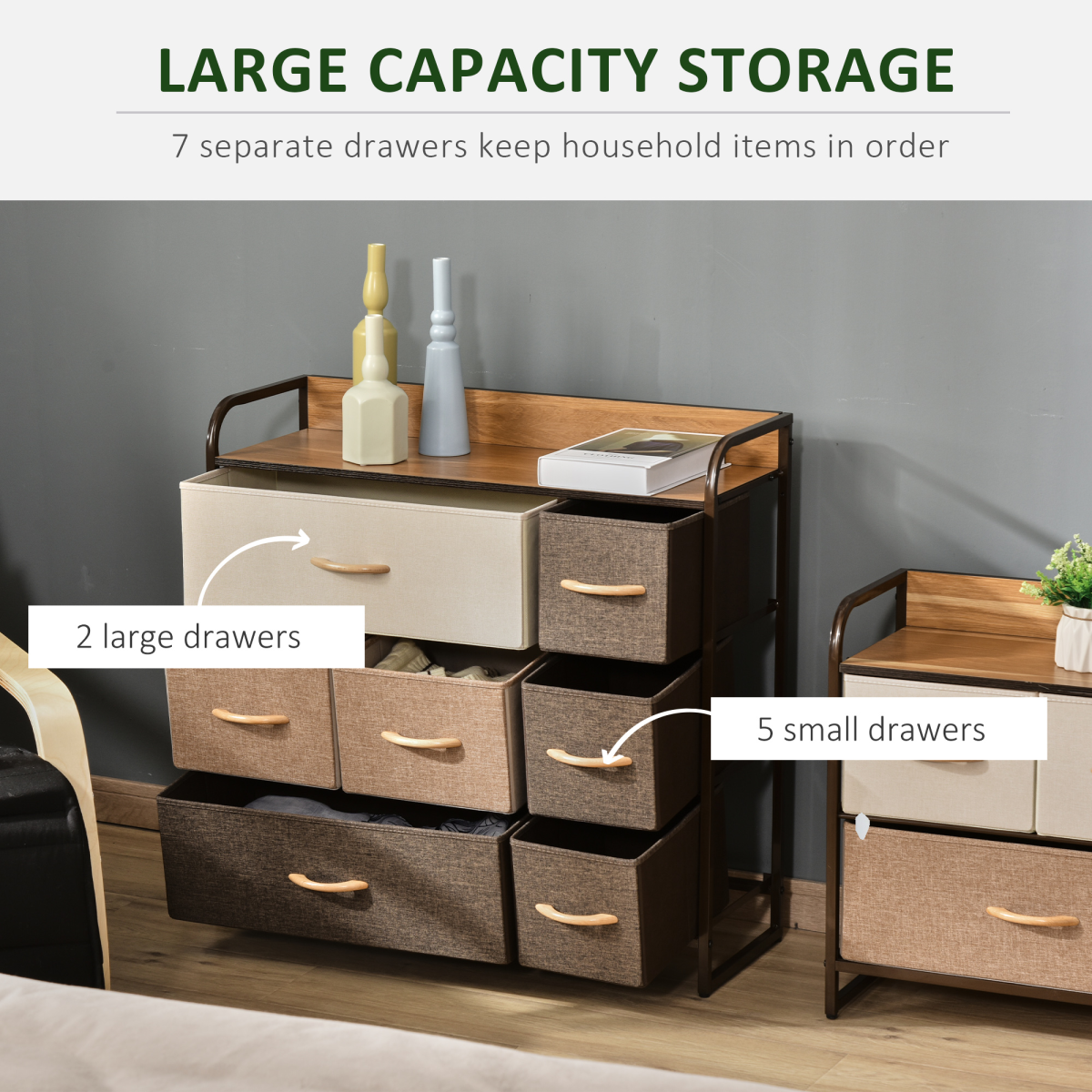 HOMCOM 7-Drawer Dresser, Fabric Chest of Drawers, Storage Organizer Unbranded