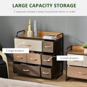 HOMCOM 7-Drawer Dresser, Fabric Chest of Drawers, Storage Organizer Unbranded