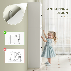 HOMCOM Bathroom Tall Cabinet with Drawer, Adjustable Shelf and Doors, White HOMCOM