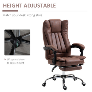 Executive Office Chair Computer Swivel Chair for Home with Arm, Footrest, Brown Vinsetto