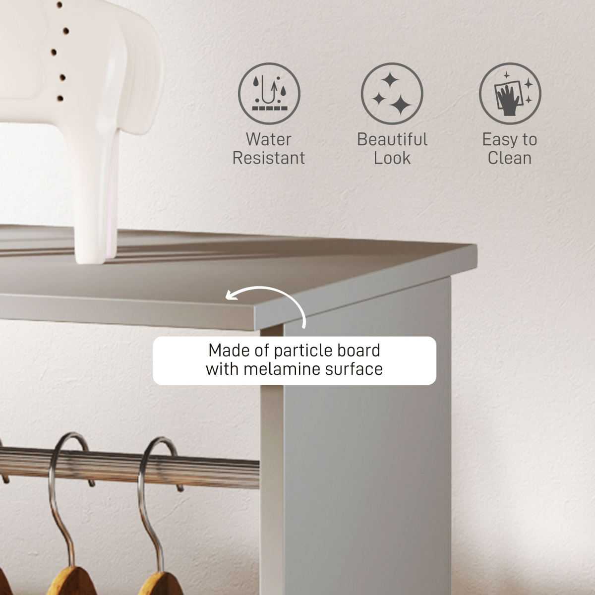 HOMCOM Mobile Double Open Wardrobe w/ Clothes Hanging Rail Clothing Grey HOMCOM