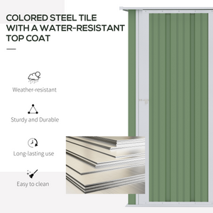 Garden Storage Shed, Sloped Roof, Lockable Door Green, 142x84x189cm Outsunny