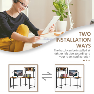 149x140x125cm Industrial L-Shaped Desk w Shelf - Brown & Black HOMCOM
