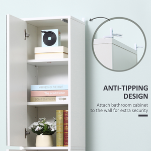 kleankin Tall Mirrored Bathroom Cabinet Tallboy Unit w/Adjustable Shelf White Unbranded