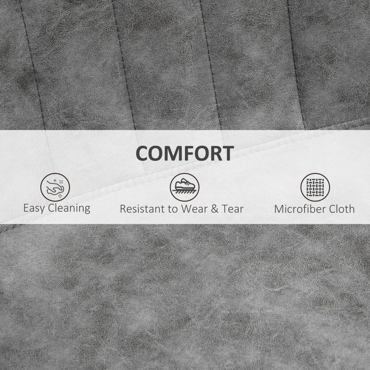Set Of 2 Microfibre Retro Tub Bar Stools w/ Metal Frame Footrest Home Seat Grey HOMCOM
