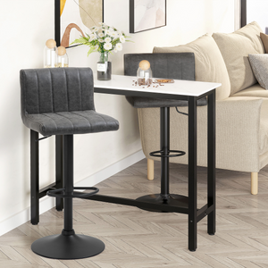 HOMCOM Barstools Set of 2 Adjustable Height Bar Chairs with Footrest, Grey Unbranded