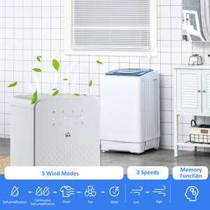 HOMCOM 10L/Day Protable Quiet Air Dehumidifier with Purifier, Timer, 5 Modes HOMCOM