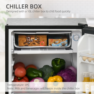 91L Freestanding Under Counter Fridge with Chiller Box Reversible Door Black HOMCOM