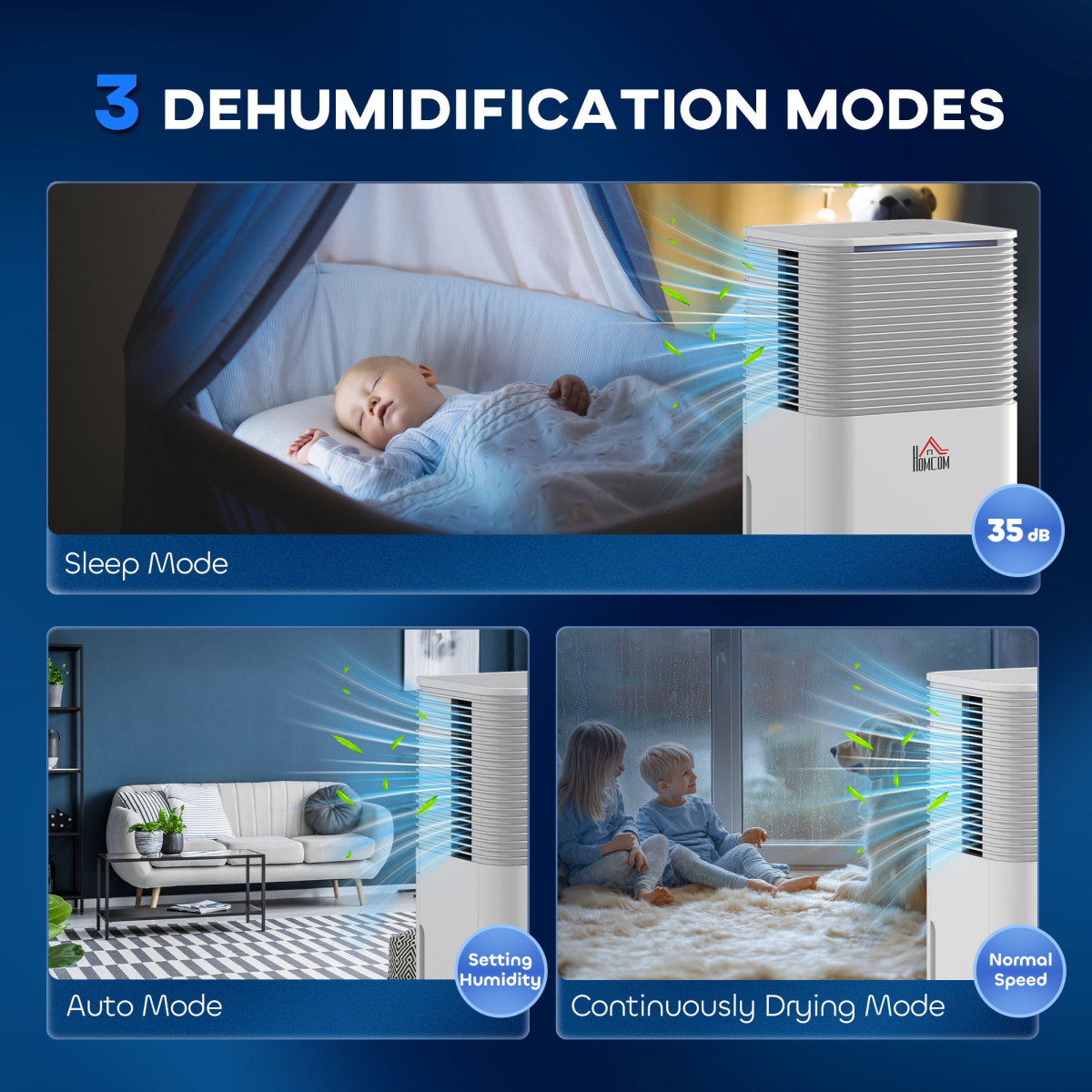 10L/Day 2000ML Portable Quiet Dehumidifier Home Laundry Room Electric Moisture HOMCOM