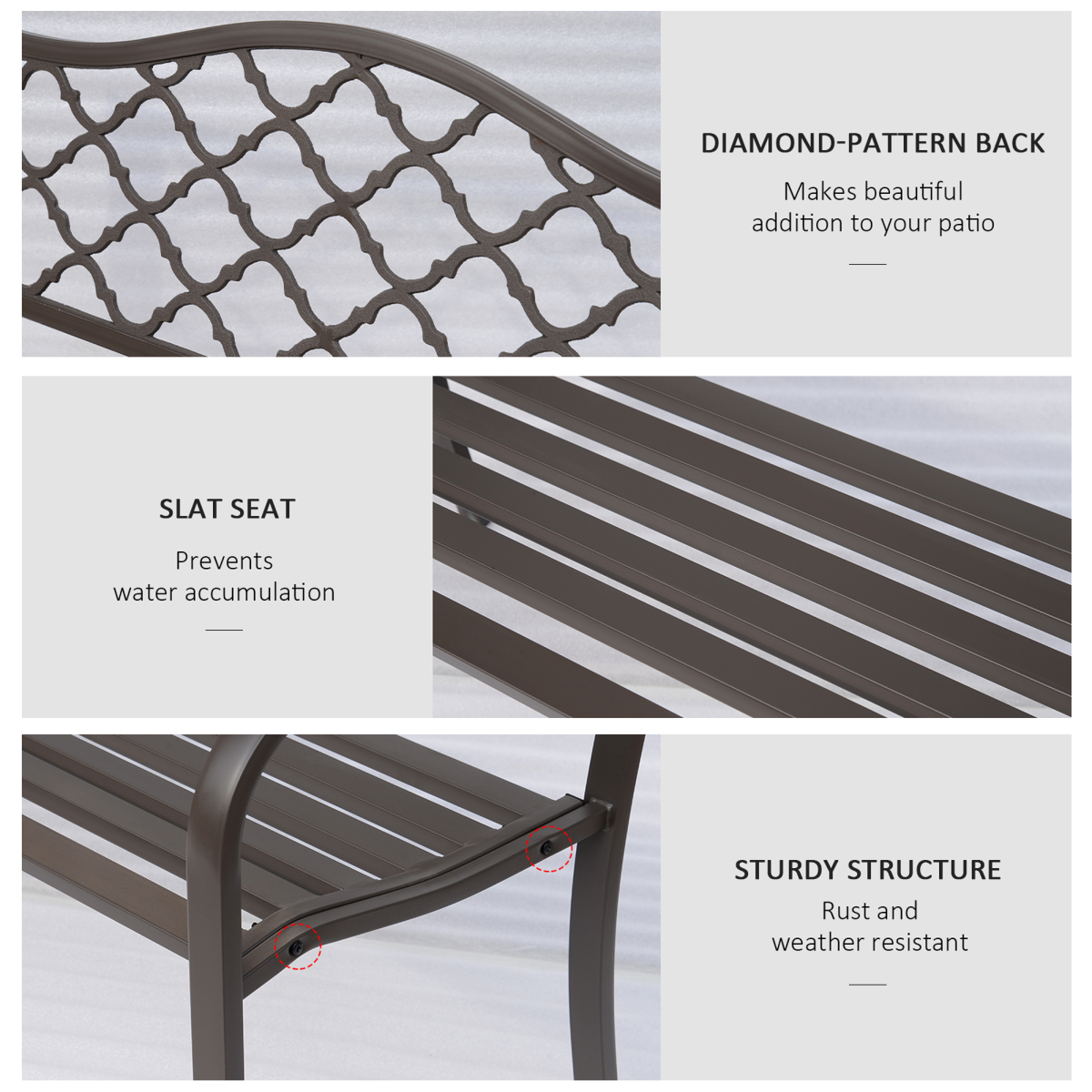 Cast Iron Front Porch Bench Mesh Patio Folding Rocking Set Lawn Furniture Outsunny