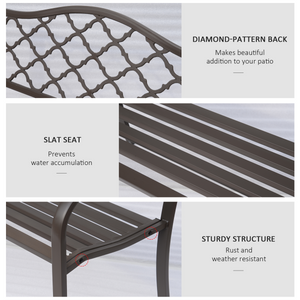 Cast Iron Front Porch Bench Mesh Patio Folding Rocking Set Lawn Furniture Outsunny
