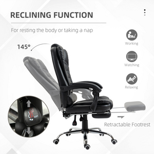 PU Leather Home Office Chair High Back Computer Chair with Swivel Wheels Black HOMCOM