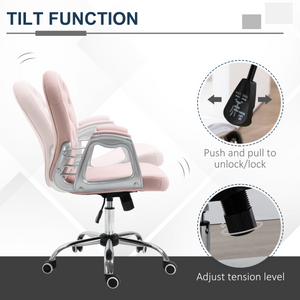 Office Chair Luxury Velour Diamond Tufted Padded Ergonomic 360� Swivel Pink Unbranded
