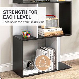 5-tier Bookcase Storage Display Shelving S Shape design Unit Divider Black HOMCOM