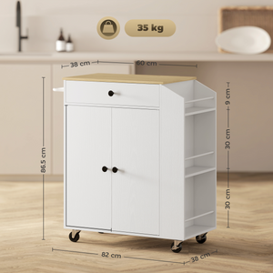 HOMCOM Kitchen Island with 3-Tier Spice Rack, Kitchen Cart with Towel Rack HOMCOM