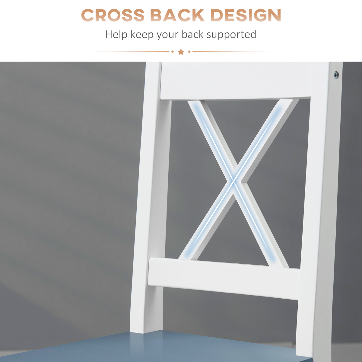 Dining Chairs Set of 2, Pine Wood Frame, Cross Back for Kitchen White HOMCOM