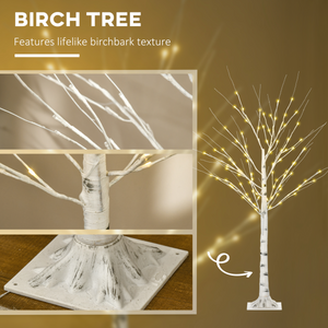 5ft Artificial White Birch Tree Light  96 Warm White Pre-Lit LED Light HOMCOM