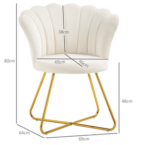HOMCOM Accent Chair, Velvet Armchair with Lotus Backrest, Steel Legs, Cream HOMCOM