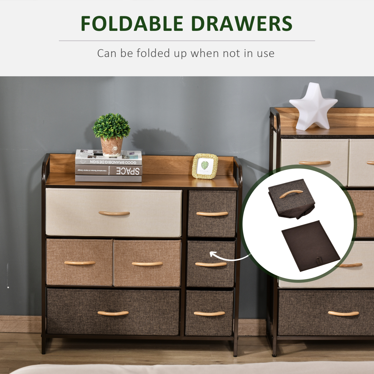 HOMCOM 7-Drawer Dresser, Fabric Chest of Drawers, Storage Organizer Unbranded