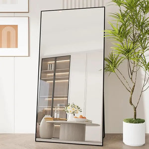 Arched/Right Angle 71"X26" Full Length Mirror Full Body Floor Mirror Standing Hanging or Leaning Wall, Arch Wall Mirror with Stand Aluminum Alloy Thin Frame for Bedroom Cloakroom,Black 64"X21" 59"X16"Arched Full-Length Mirror with Explosion-Proof HD Glass