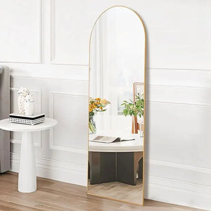 Arched/Right Angle 71"X26" Full Length Mirror Full Body Floor Mirror Standing Hanging or Leaning Wall, Arch Wall Mirror with Stand Aluminum Alloy Thin Frame for Bedroom Cloakroom,Black 64"X21" 59"X16"Arched Full-Length Mirror with Explosion-Proof HD Glass