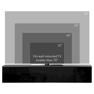 Floating TV Unit Stand, Wall Mount Media Console with Storage Cupboards Unbranded