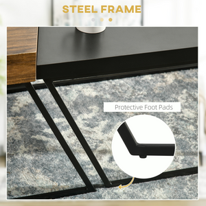 HOMCOM Coffee Table Set of 2, Coffee Tables with Steel Frame for Living Room HOMCOM
