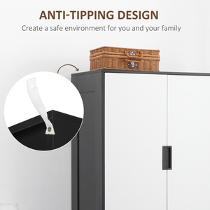 2 Door Wardrobe Modern Wardrobe with 3 Drawer and Hanging Rod for Bedroom White HOMCOM