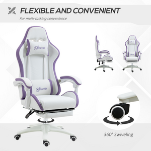Vinsetto Racing Style Gaming Chair with Reclining Function Footrest, Purple Vinsetto