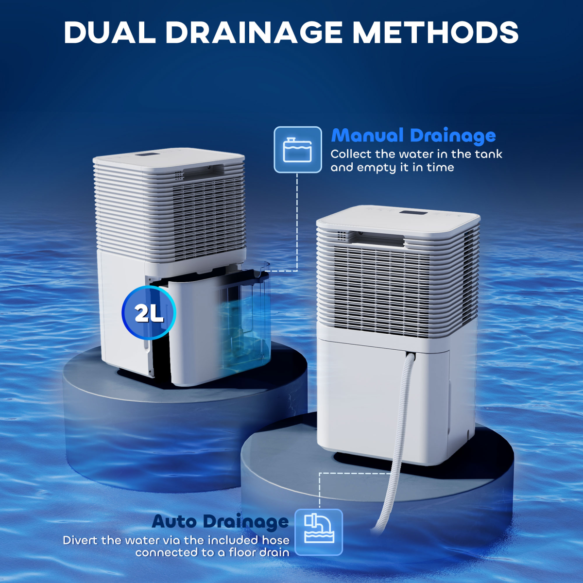 10L/Day 2000ML Portable Quiet Dehumidifier Home Laundry Room Electric Moisture HOMCOM