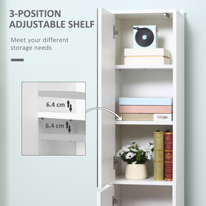 kleankin Tall Mirrored Bathroom Cabinet Tallboy Unit w/Adjustable Shelf White Unbranded