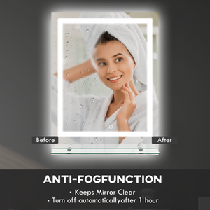 kleankin Dimmable Bathroom Mirror with LED Lights, 3 Colours, Defogging Film kleankin
