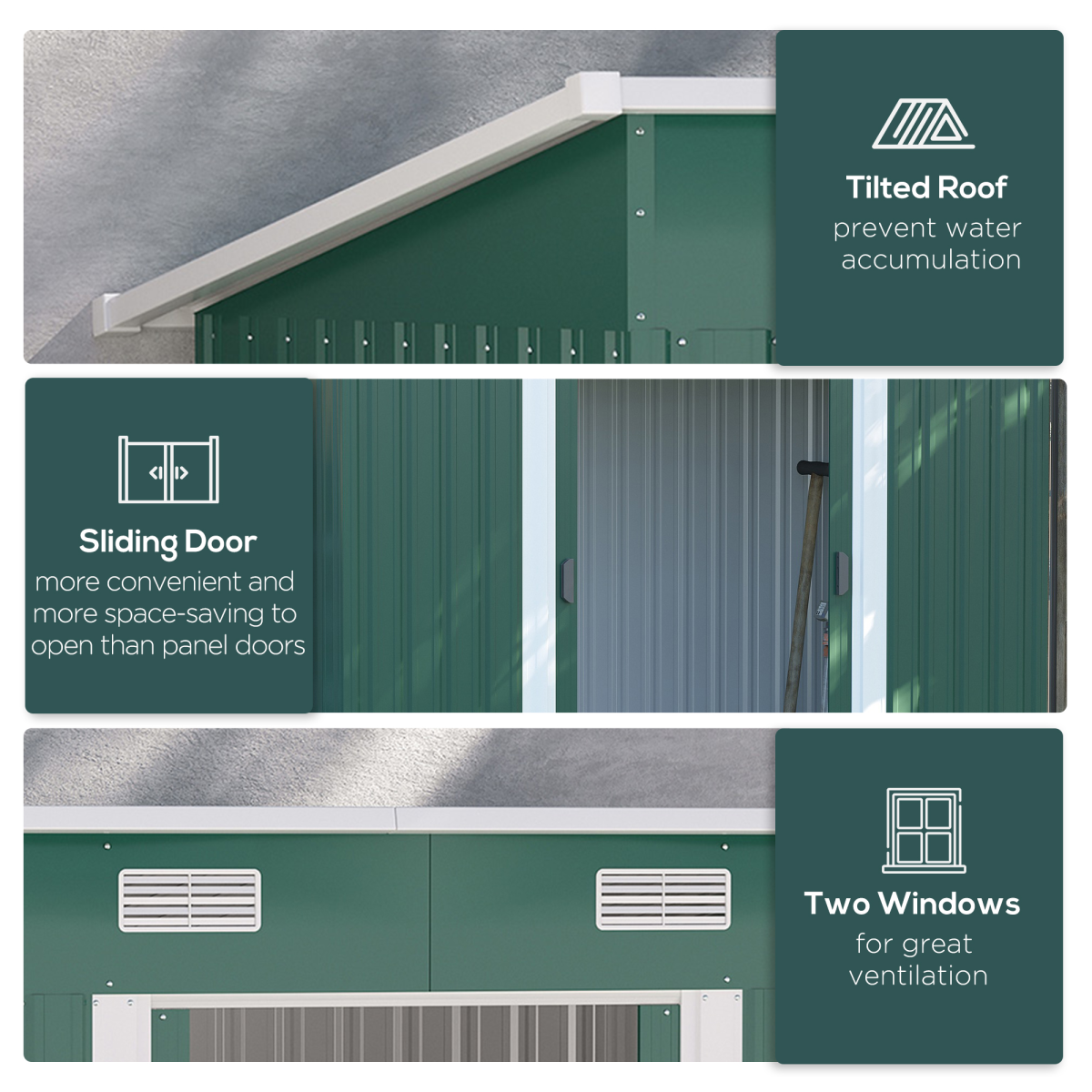 7 x 4ft Outdoor Garden Metal Storage Shed, Green Outsunny