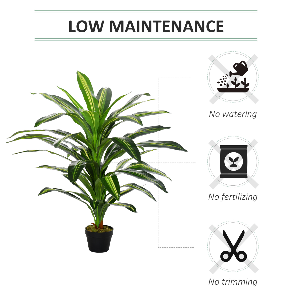110cm/3.6FT Artificial Dracaena Tree Decorative Plant 40 Leaves Outsunny Unbranded