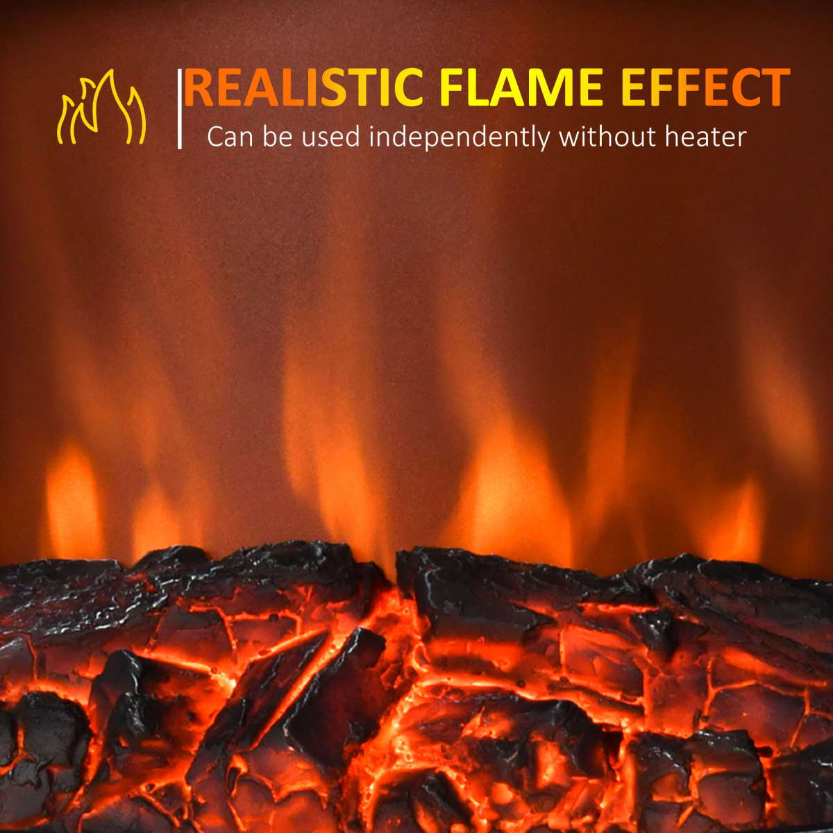 1850W Flame Effect Electric Free Standing Fireplace Fan Log Burning Stove -Black HOMCOM