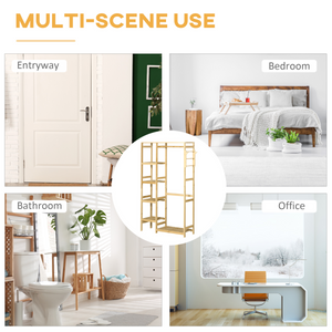 Bamboo Coat Rack w/ Hooks Hanging Rail and Storage Shelf for Entryway HOMCOM Unbranded