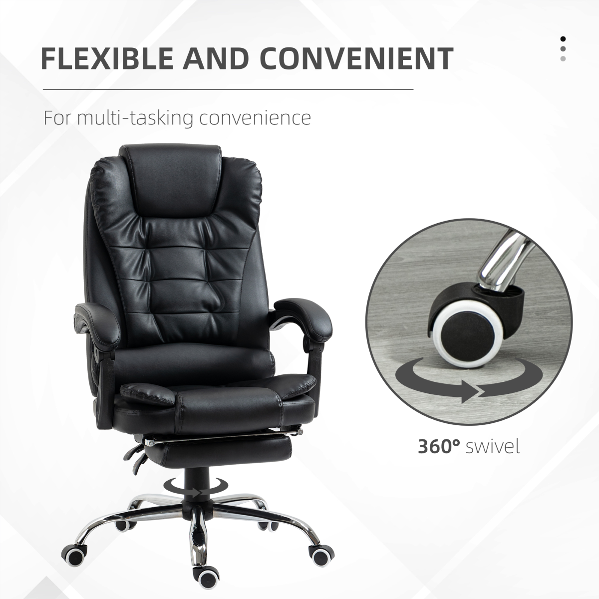 PU Leather Home Office Chair High Back Computer Chair with Swivel Wheels Black HOMCOM