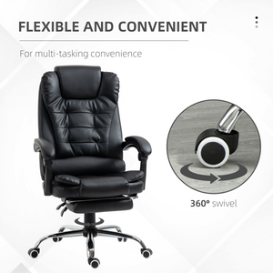 PU Leather Home Office Chair High Back Computer Chair with Swivel Wheels Black HOMCOM