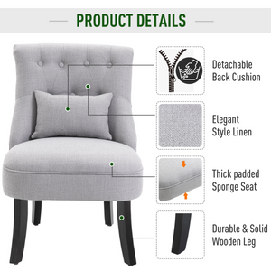 Fabric Single Sofa Dining Chair Upholstered W/ Pillow Solid Wood Leg Living Room HOMCOM