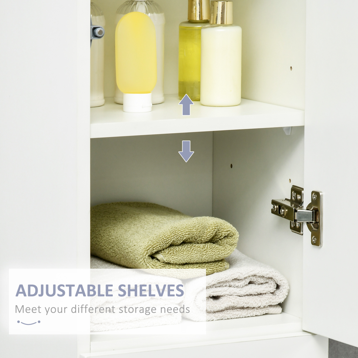 kleankin High Gloss Tall Bathroom Cabinet with Adjustable Shelves White Kleakin