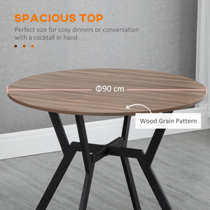 Industrial Dining Table with Round Top Steel Legs for Kitchen Dining Room Brown Unbranded