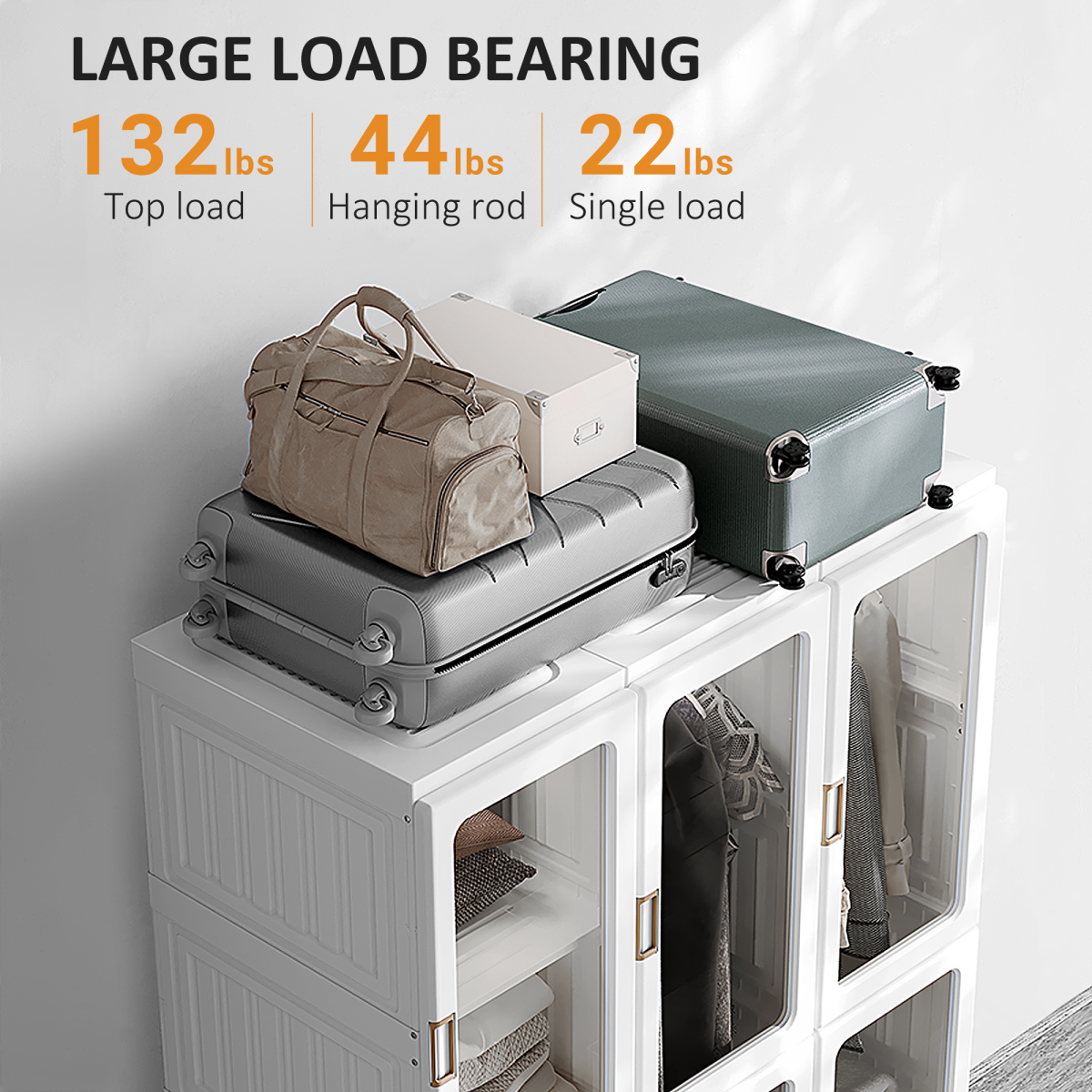 HOMCOM Portable Wardrobe, Clothes Organiser with Hanging Rods, White HOMCOM