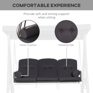 Outsunny 3 Seater Garden Swing Chair Patio Swing Bench w/ Cup Trays Black Outsunny