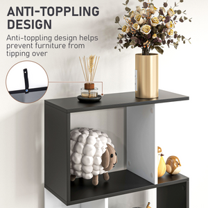 5-tier Bookcase Storage Display Shelving S Shape design Unit Divider Black HOMCOM