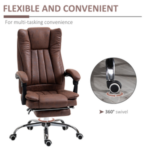 Executive Office Chair Computer Swivel Chair for Home with Arm, Footrest, Brown Vinsetto