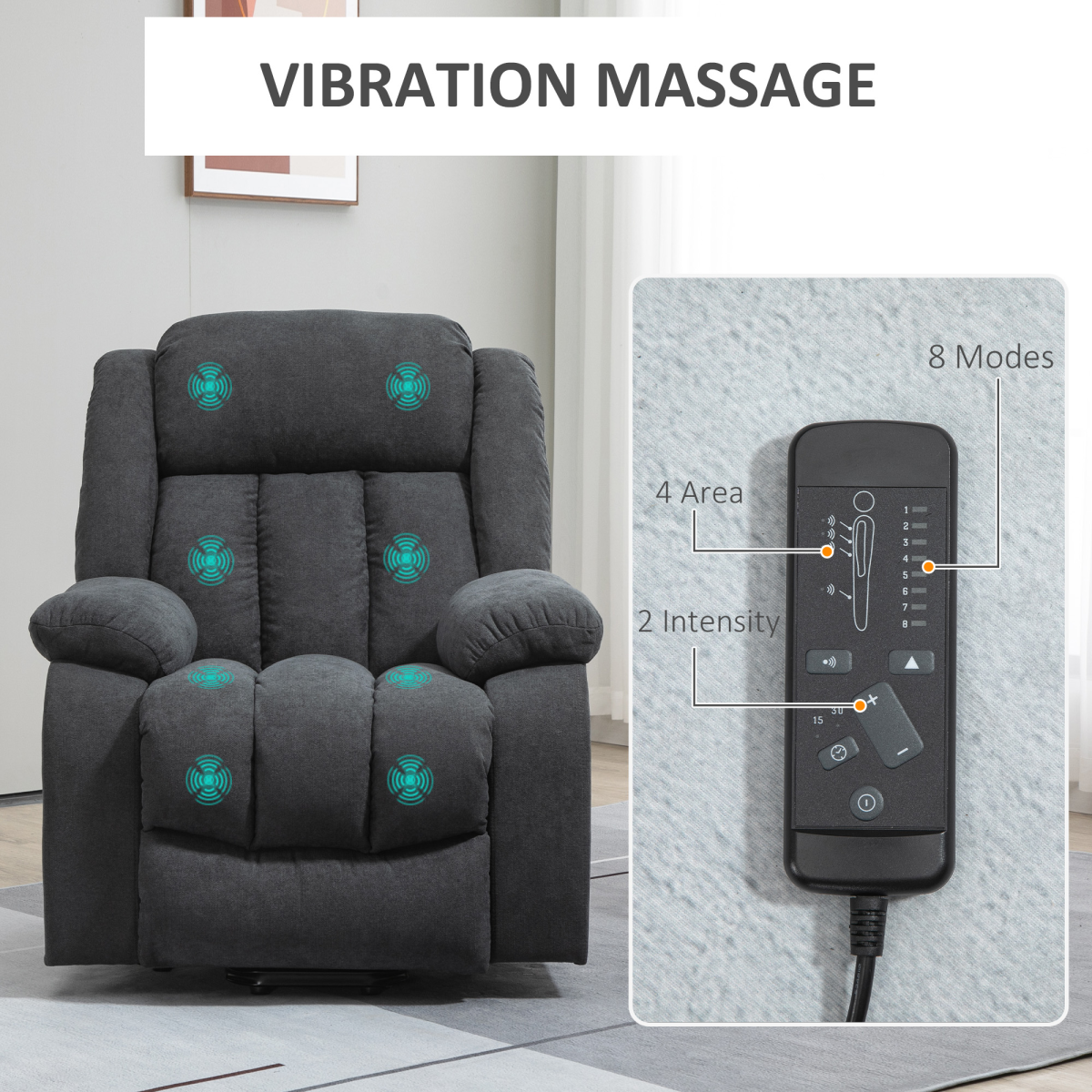 HOMCOM Heavy Duty Riser and Recliner Chair Lift Chair for the Elderly Dark Grey HOMCOM