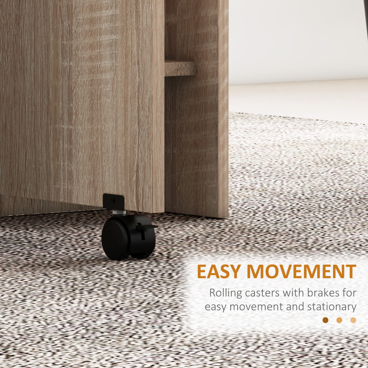 Mobile Drop Leaf Table Kitchen Table Extendable Dining Table w/ Shelves, Wheels HOMCOM