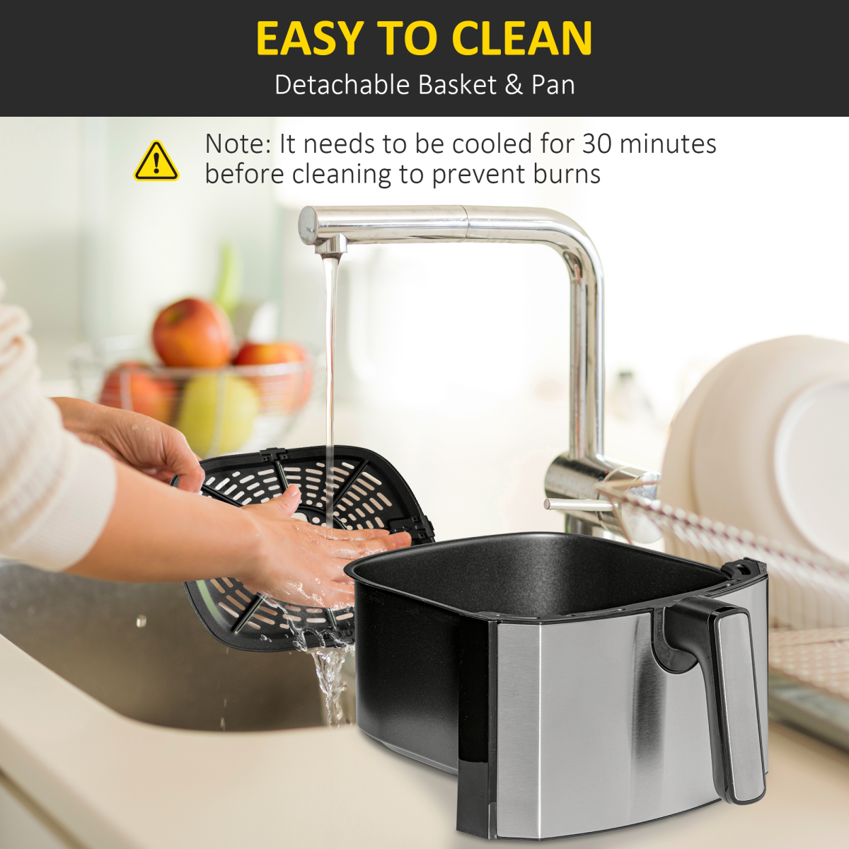 Air Fryer 1700W 6.5L with Digital Display Timer for Low Fat Cooking HOMCOM Unbranded